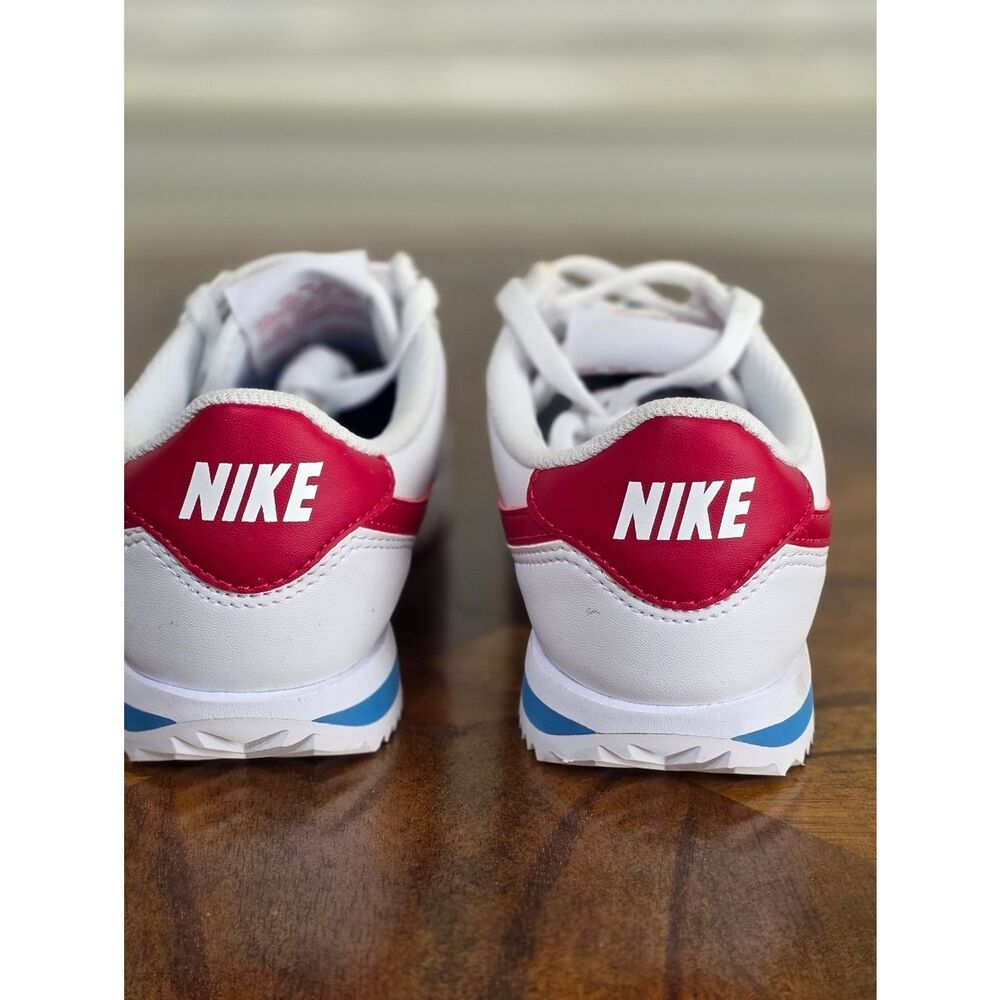 Nike Cortez Leather Forrest Gump Kids Shoes White Red Blue Size 2.5Y Brand New - Picture 5 of 16